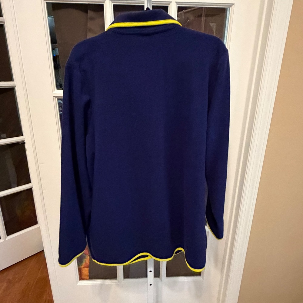 Susan Graver Weekend Blue Fleece Jacket with Yellow Trim - Picture 3 of 3